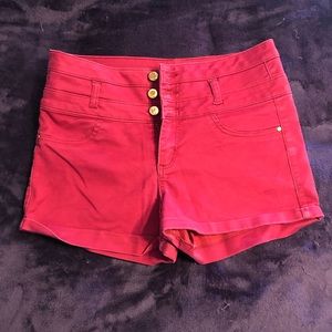 Red/Maroon High Waisted Shorts